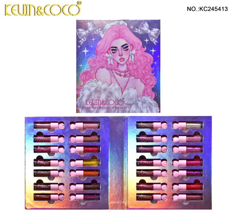 Load image into Gallery viewer, Lips- Kevin&amp;Coco 28 Lip Gloss Set KC245413 (4pc bundle, $8 each)
