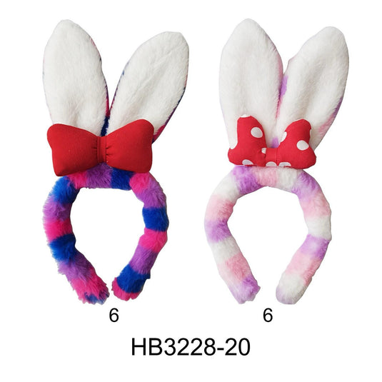 Hair- Easter Bunny Ears Bow Headband HB3228-20 (12pc pack)