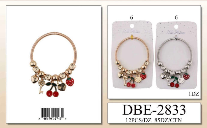 Jewelry-Gold and Silver Cherry Bracelet DBE-2833 (12pc pack)