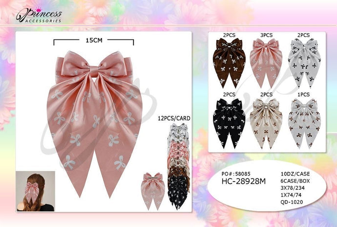 Hair- Coquette Silk Hair Bow HC-28928M (12pc strip)