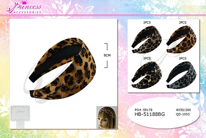 Hair-Animal Print Head Band HB-51188BG (12pc pack)