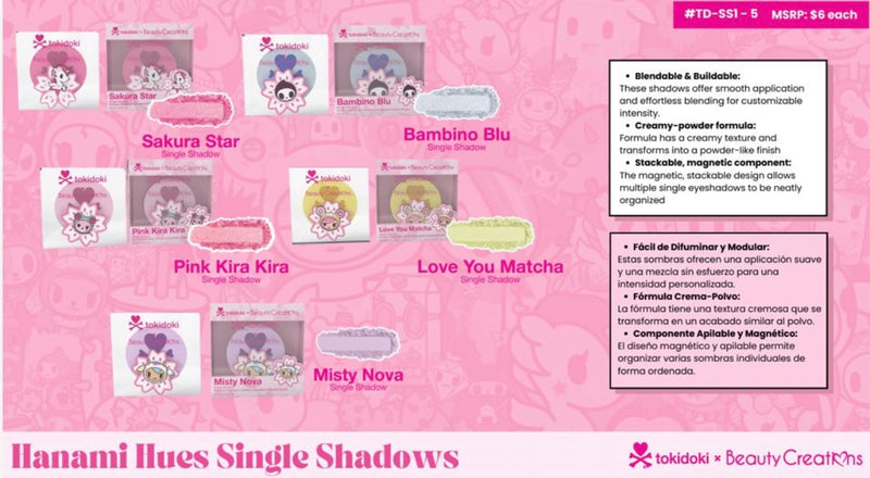 Load image into Gallery viewer, Eyes-Beauty Creations x Tokidoki Hanami Hues Single Shadows #TD-SS ($3.25 each, 4pc bundle)
