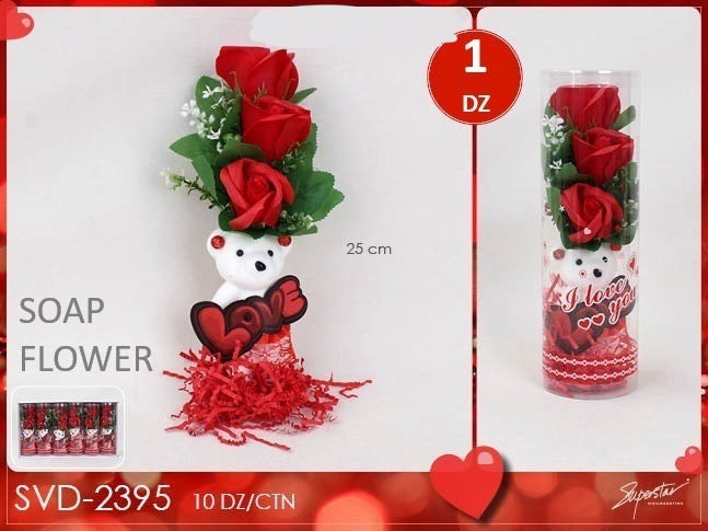 Novelties- Valentine Bear Rose Gift SVD-2395 (12pc pack)