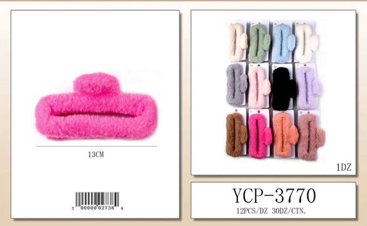 Hair-Fuzzy Jaw Hair Clip YCP-3770 (12pc pack)