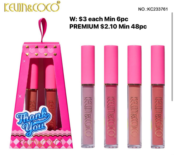 LIPS- Kevin & Coco Thank You Lipgloss Set KC233761 (6pc bundle,$3 each)