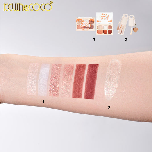 Eyes-Kevin&Coco Dark Chocol Palette & Lip Gloss Set KC1325 ($2.25 each, 6pc display)