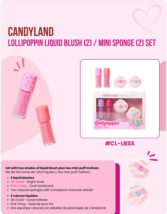 Face-Beauty Creations x Candyland Lollipoppin Liquid Blush and Mini Sponges