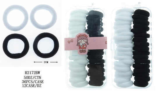 Hair- Black & White Hair Donut Ties H2172BW (12 pcs pack)