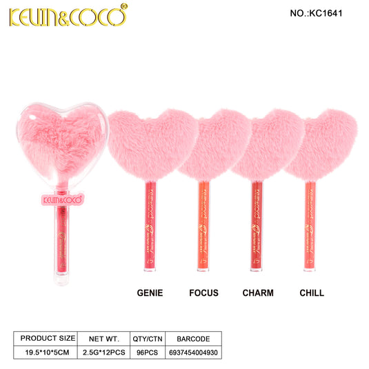 Lips-Fuzzy Heart Lip Gloss KC1641 ($1.75 each, 12pc display)