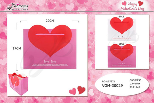 Accessories- Valentine Heart Gift Bag Small VGM-30029 (12pc pack)