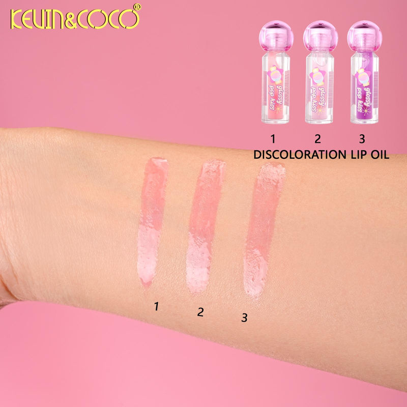 Load image into Gallery viewer, Lips-Kevin&amp;Coco Glossy Pop Kiss Ph Lip Oil KC1343 ($1.25 each, 12pc Display)
