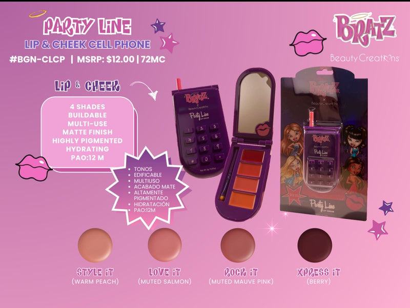 Load image into Gallery viewer, Lips- Beauty Creations BRATZ Party Line Lip &amp; Cheek Cell Phone BGN-CLCP (4pc bundle, $6.50 each)
