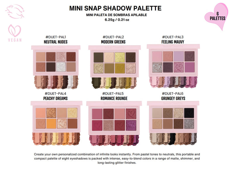 Load image into Gallery viewer, Eyes-Beauty Creations DUET Mini Snap Shadow Palette Complete Display ($4.25 each, 36pc display)

