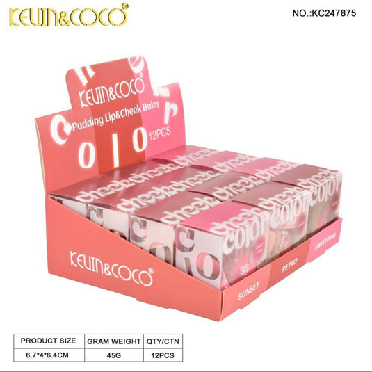 Lips-Kevin&Coco Pudding Lip Cheek Balm KC247875 ($1.50 each, 12pcs display)