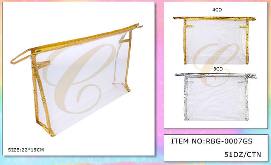 Accessories- Clear Cosmetic Bag Gold & Silver RBG-0007GS (12pc pack)