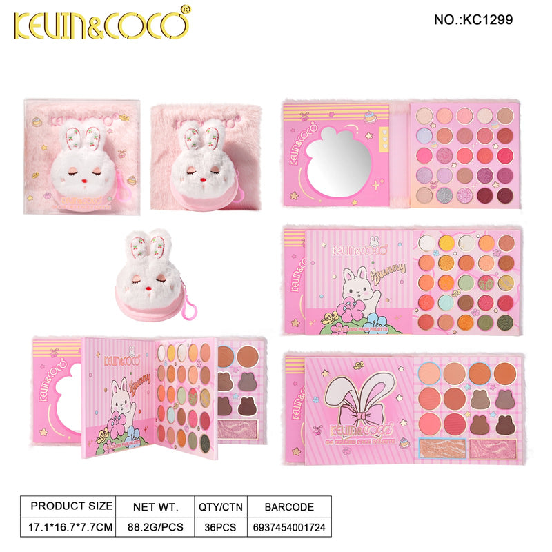Load image into Gallery viewer, Eyes-Kevin&amp;Coco Plush Bunny 64 Colors Eyeshadow Palette KC1299 ($9 each, 6pc bundle)

