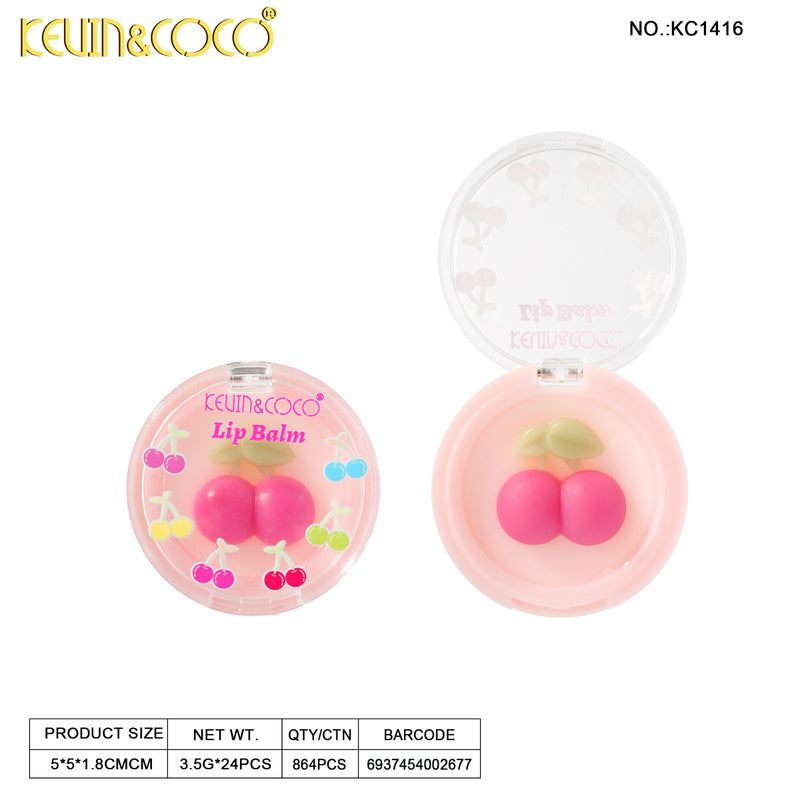 Load image into Gallery viewer, Lips-Kevin&amp;Coco Cherry Blossom Lip Balm KC1416 ($1 each, 24pc Display)

