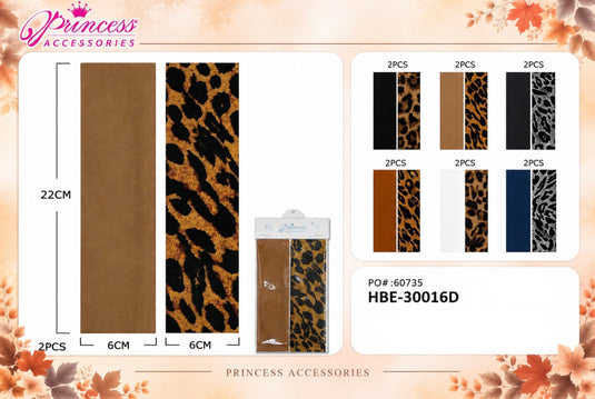 Hair-Solid & Leopard Print Stretch Headwrap Sets HBE-30016D (12pc pack)