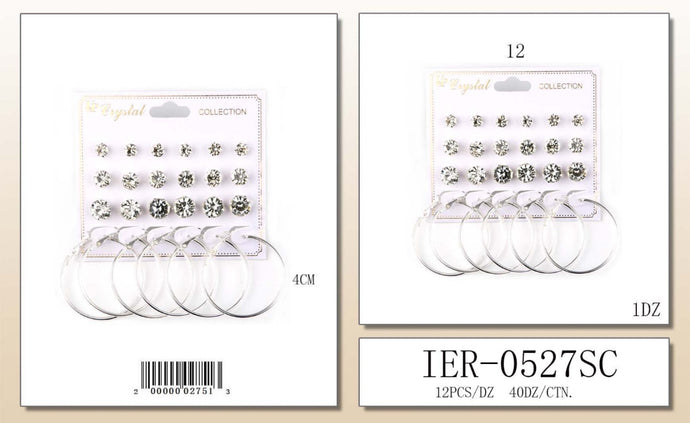 Jewelry- Silver Stud/Hoop Earrings IER-0527SC (12pc pack)
