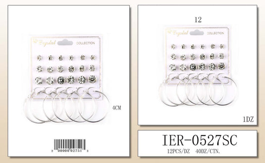 Jewelry- Silver Stud/Hoop Earrings IER-0527SC (12pc pack)