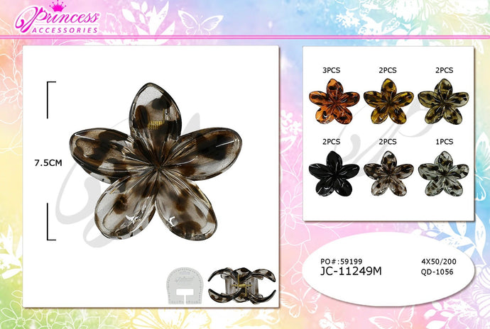 Hair-Flower Jaw Hair Clip JC-11249M (12pc pack)