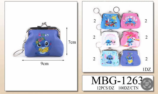 Novelties- Ohana Coin Bag Keychain MBG-1263 (12pc pack)