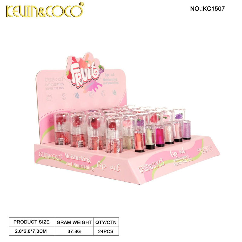 Load image into Gallery viewer, Lips-Kevin&amp;Coco Fruit Lip Oil KC1507 ($1 each, 24pc display)
