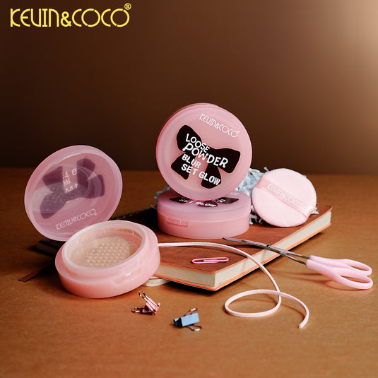 Face-Kevin&Coco Bow Loose Powder Blurh, Set, Glow KC1439 ($1.75 each, 12pc display)