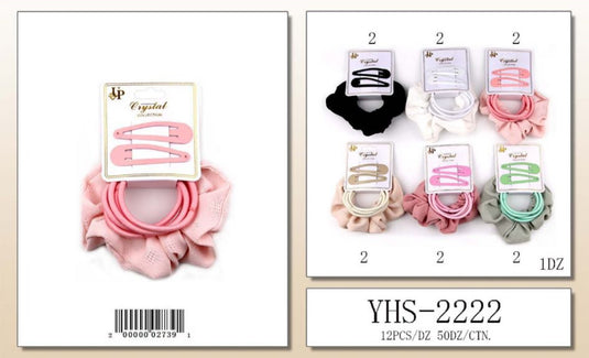 Hair- Assorted Hair Scrunchie YHS-2222 (12pc pack)