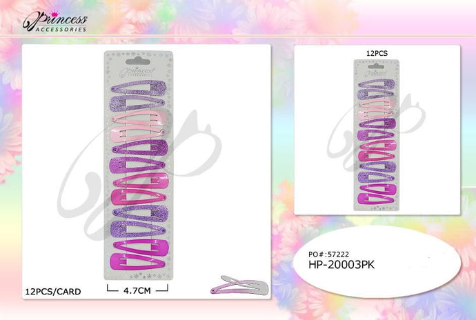 Hair- Pinks snap hair clips HP-20003PK (12pc pack)