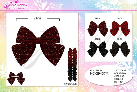 Hair-Big Hair Bows HC-29437M (12pc strip)