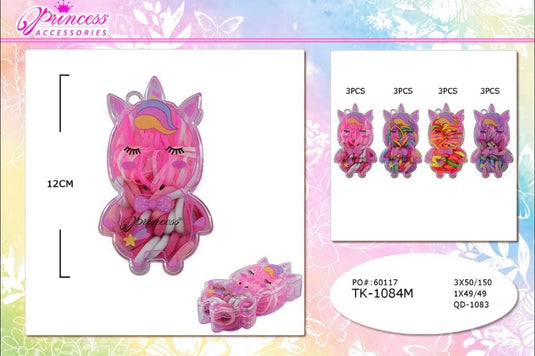 Hair-Mini Rubber Band Unicorn Case TK-1084M (12pc pack)