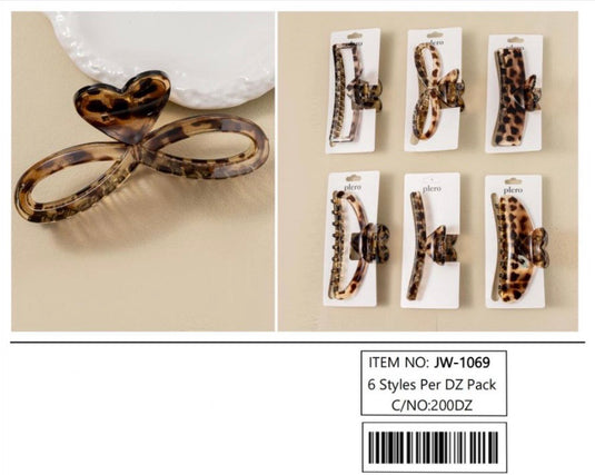 Hair-Animal Print Jaw Hair Clip JW-1069 (12pc pack)