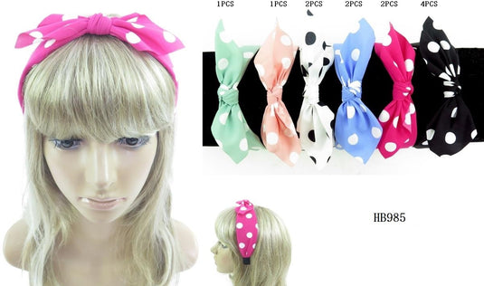 Hair- Polka Dot Ribbon Bow Headband  (12pc pack)