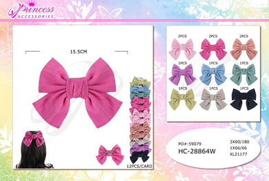 Hair-Coquette Hair Bow HC-28864W (12pc strip)