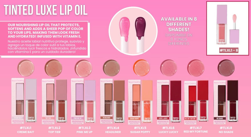 Load image into Gallery viewer, Lips-Beauty Creations Tinted Luxe Lip Oils-Sugar Poppy #TLXL5 ($3.25 each, 6pc bundle)
