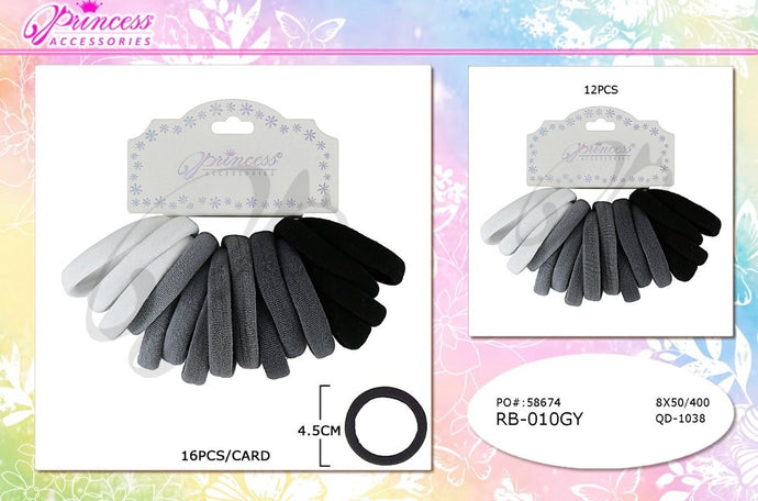 Hair-Grey Shades Rubber Band Hair Ties RB-010GY (12pcs pack)