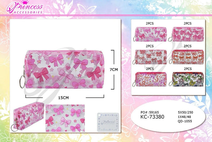 Novelties-Cute Pink Bows Clear Bags KC-73380 (12pc pack)