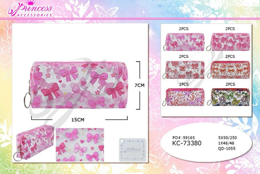 Novelties-Cute Pink Bows Clear Bags KC-73380 (12pc pack)