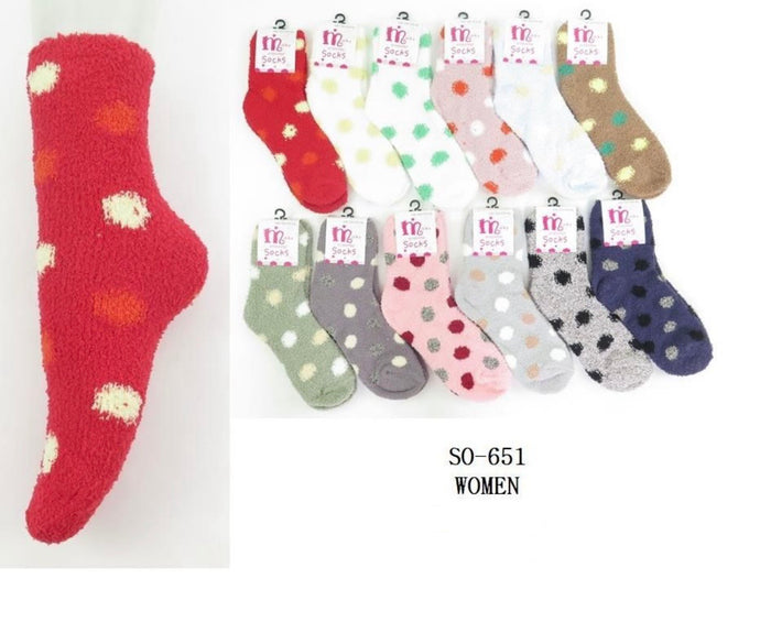Novelties-Winter Cozy High Socks Polka Dots SO-651 (12pc pack)