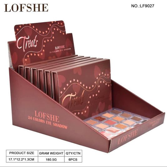 Eyes-Kevin&Coco LOFSHE Treats 24 Colors Eyeshadow Palette LF9027 ($3 each, 6pcs display)