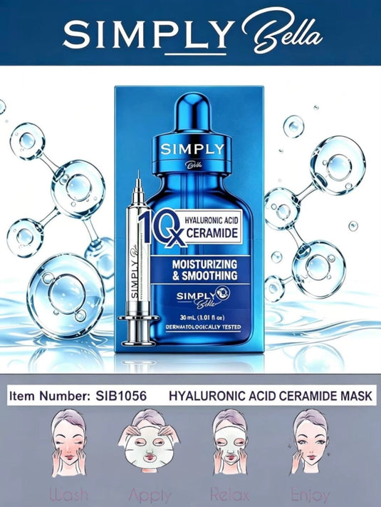 Skincare-Simply Bella Hyaluronic Acid Face Mask SIB1056 (24pc Box)
