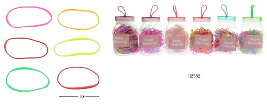 Hair-Mini Rubber Bands Hair Bands Jar H2582 (12pc pack)