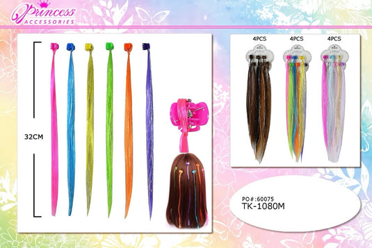 Hair-Colorful Hair Extension Clip TK-1080M (12pc pack)