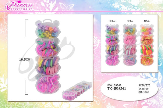 Hair-Mini Hair Clips, Rubber Band and Hair Ties TK-898M1 (12pc pack)