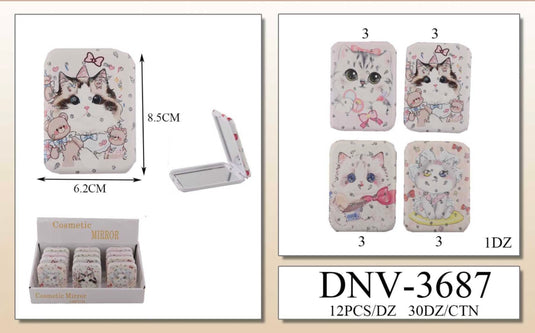 Accessories-Cute Cats Compact Mirror DNV-3687 (12pc Display)
