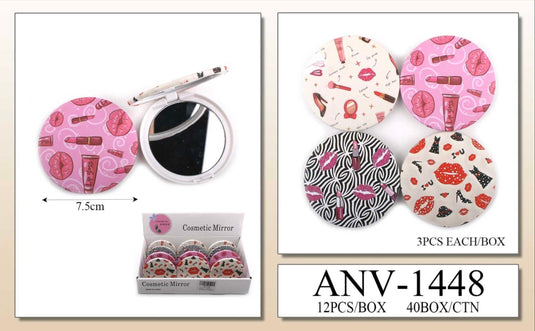 Novelties-Cosmetic Compact Mirror ANV-1448 (12pc pack)