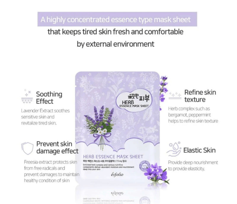 Load image into Gallery viewer, Skincare- Esfolio Pure Essence Face Sheets HERB (10pc box)
