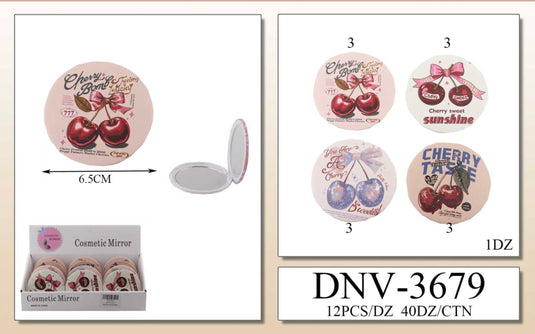 Accessories-Cherry Circular Compact Mirror DNV-3679 (12pc Display)