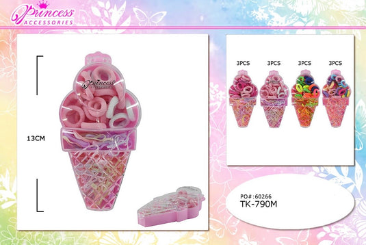 Hair-Ice Cream Case Rubber Band and Mini Hair Ties TK-790M (12pcs pack)